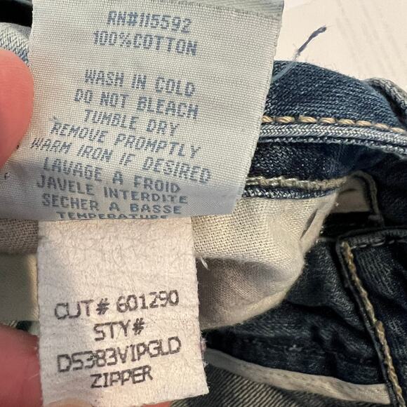 Robin's Jean Mid Rise Straight Leg Jeans Men's 33x31.5 VIP Gold Zipper Whiskered - Picture 6 of 16